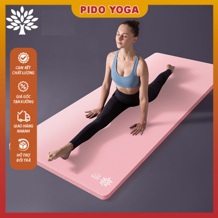 Thảm Tập Yoga, Gym, Thiền Dày 15mm chất liệu NBR Chống Trơn Trượt - Tặng Kèm Dây Buộc