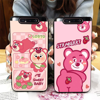 Ốp lưng Samsung a80 in hình gấu dâu siêu cute,dễ thương