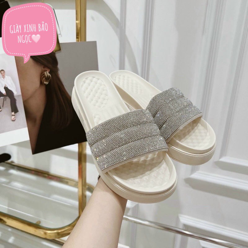 Hàng loại 1 , Dép quai ngang đính đá quảng châu ,dép nữ siêu xinh