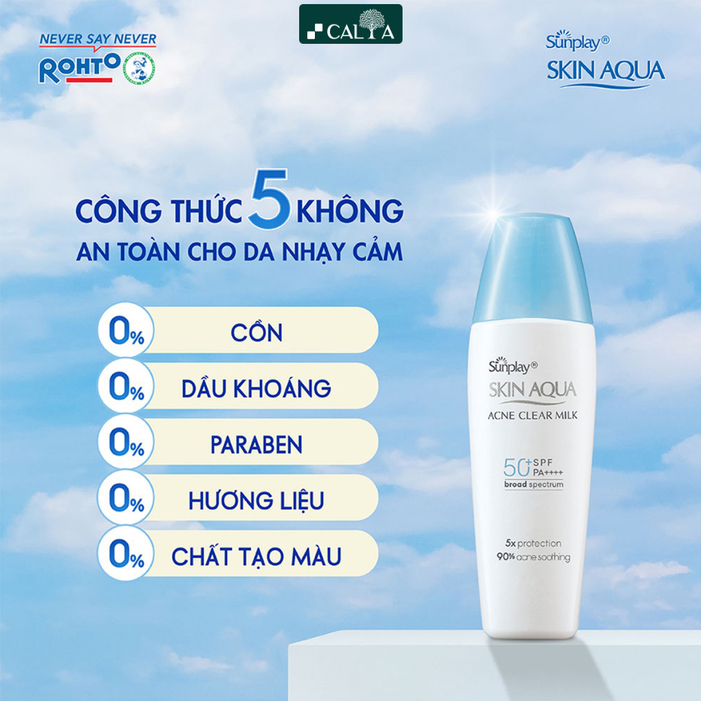 Kem Chống Nắng Sunplay Skin Aqua Dưỡng Da, Ngừa Mụn, Kiềm Dầu - Sunplay Skin Aqua Acne Clear Milk SPF 50+ PA++++ 25g