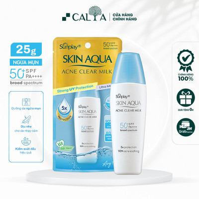 Kem Chống Nắng Sunplay Acne Ngừa Mụn Kiềm Dầu - Sunplay Skin Aqua Acne Clear Milk SPF 50+ PA++++ 25g