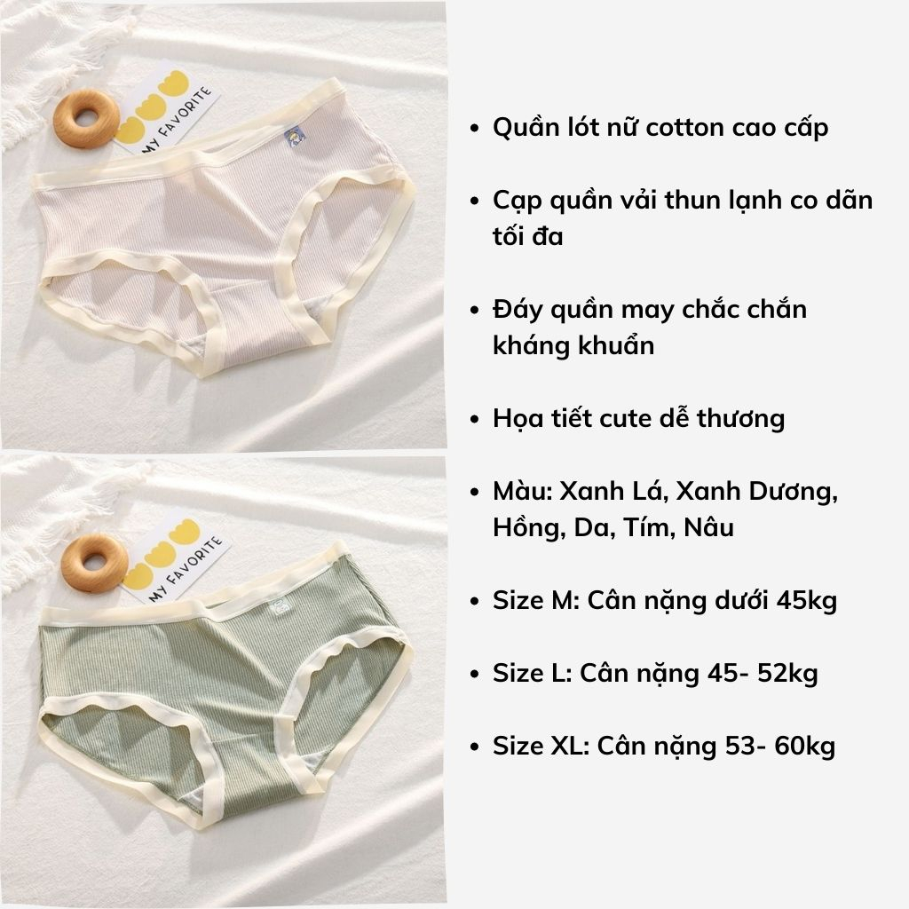 Quần chíp nữ cotton gân tăm kháng khuẩn, Quần lót nữ họa tiết dễ thương cạp vuwag tôn dáng LANIXA L0188