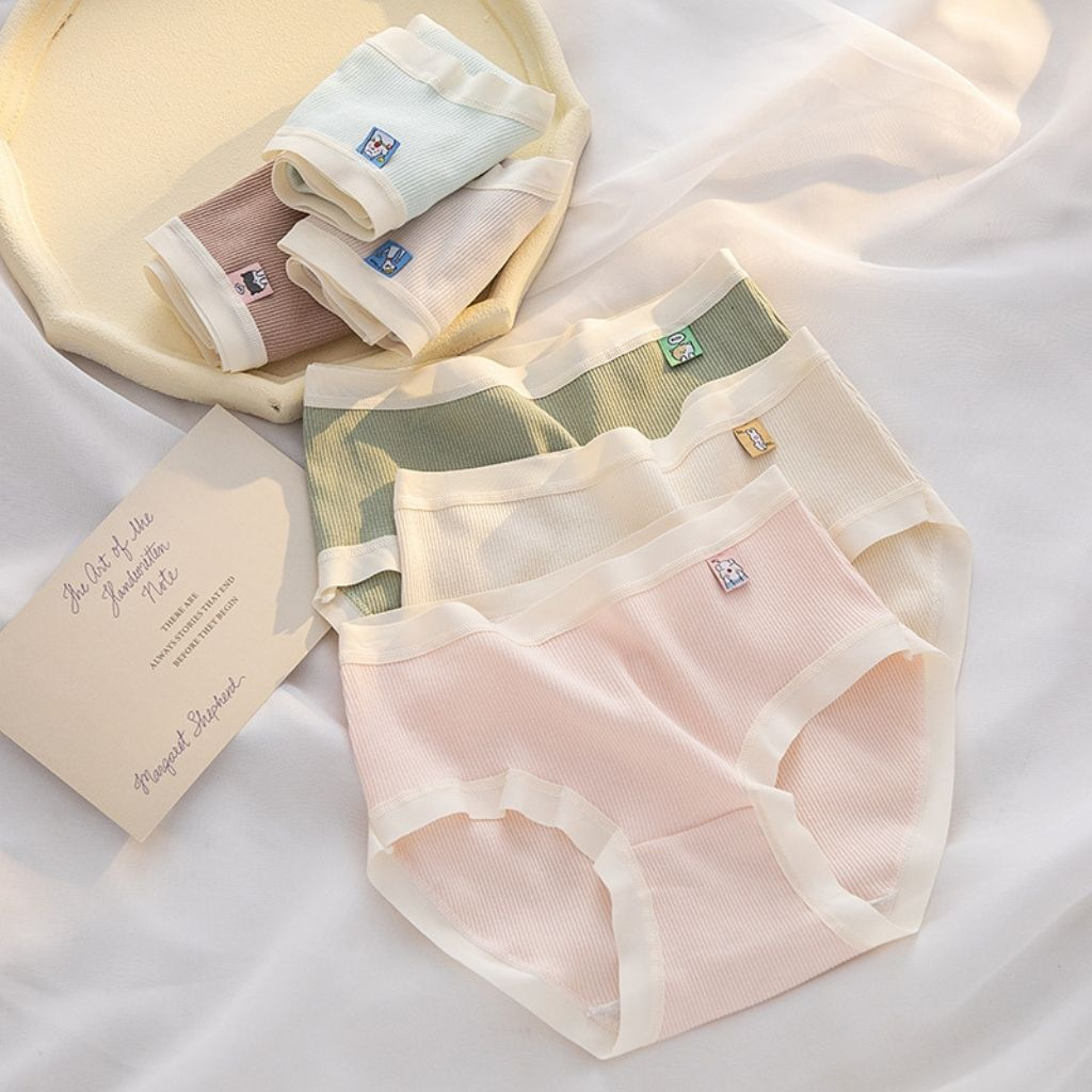 Quần chíp nữ cotton gân tăm kháng khuẩn, Quần lót nữ họa tiết dễ thương cạp vuwag tôn dáng LANIXA L0188
