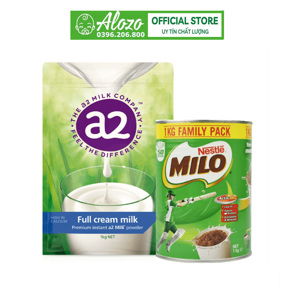 Combo Sữa Milo và Sữa tươi A2 dạng bột Úc cho trẻ