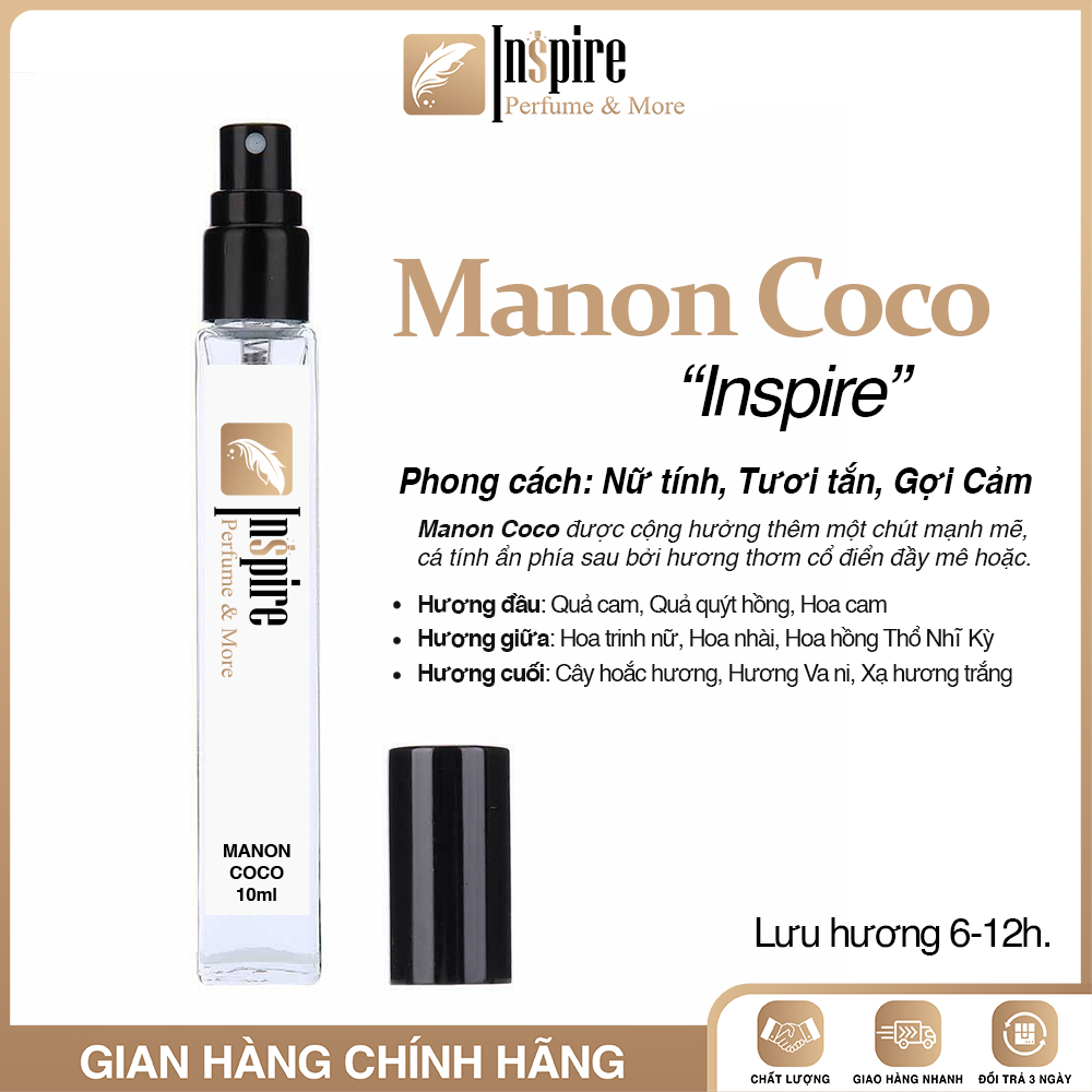 Nước hoa Nữ 𝑴𝒂𝒏𝒐𝒏 𝑪𝒐𝒄𝒐 𝑰𝒏𝒔𝒑𝒊𝒓𝒆 (Dupe Coco Mademoiselle CHANEL) 10mL