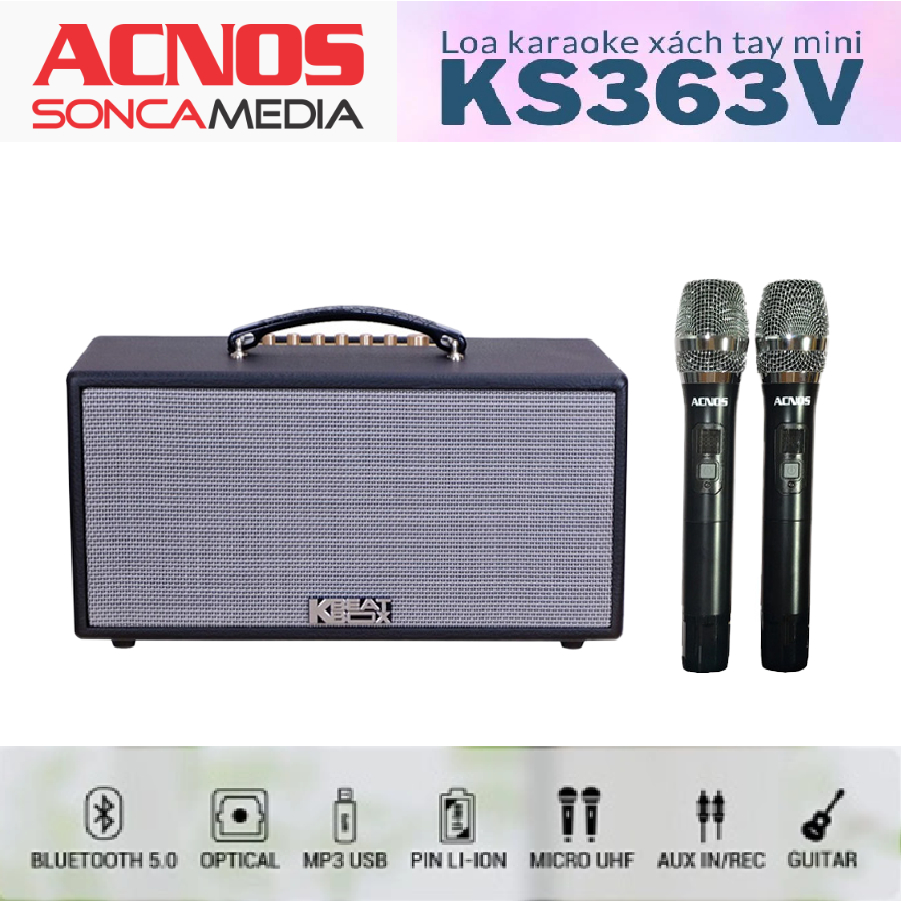 LOA KARAOKE XÁCH TAY MINI ACNOS KS363V - TÍCH HỢP VANG SỐ CHÌNH CƠ, CHẤT ÂM TRẦM MẠNH MẼ, CÓ APP KARAOKE OFFLINE