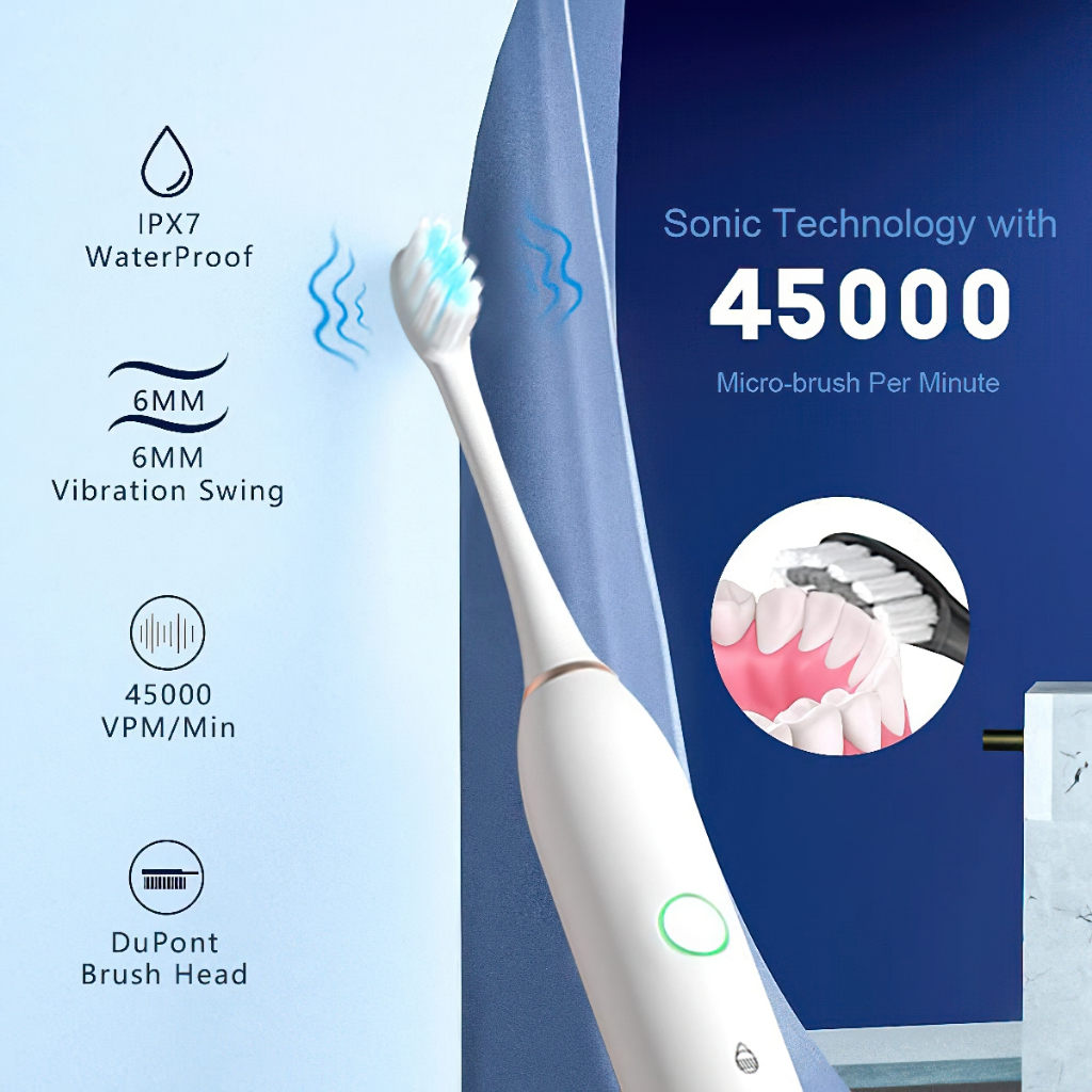 Bàn Chải Điện Sonic X2 Model 2023 - Máy đánh răng máy sóng âm công nghệ Đức - Tặng kèm 3 đầu thay thế