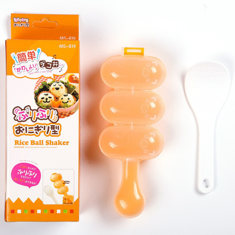 Bộ khuôn lắc cơm kèm vá xúc, dụng cụ ép tạo cơm nắm Bento hình tròn cho bé ăn dặm