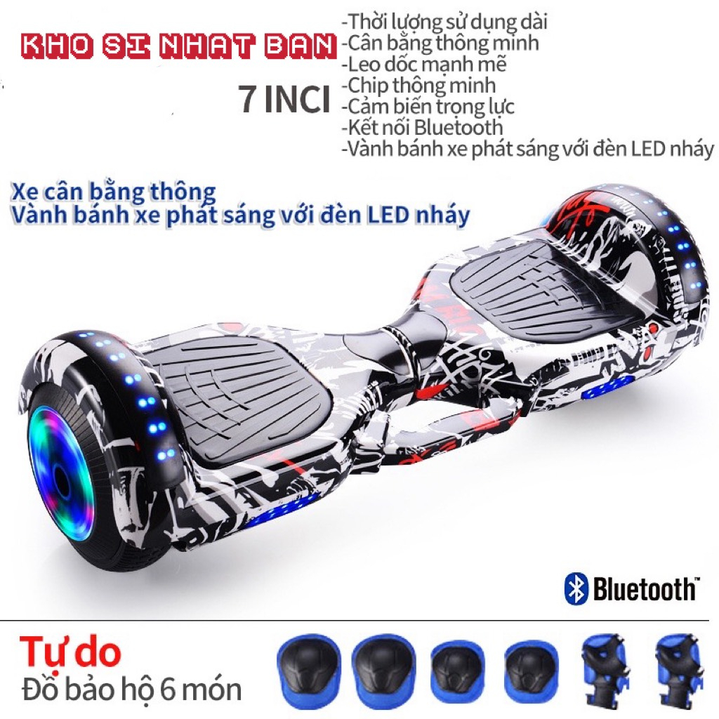 Xe cân bằng -Kết nối Bluetooth 2 bánh thông minh lớn 7 inch-Phát nhạc-Đèn LED siêu ngầu - Động cơ - Tặng 2 Quà