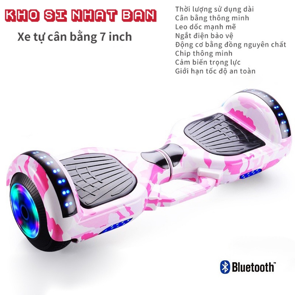 Xe cân bằng -Kết nối Bluetooth 2 bánh thông minh lớn 7 inch-Phát nhạc-Đèn LED siêu ngầu - Động cơ - Tặng 2 Quà
