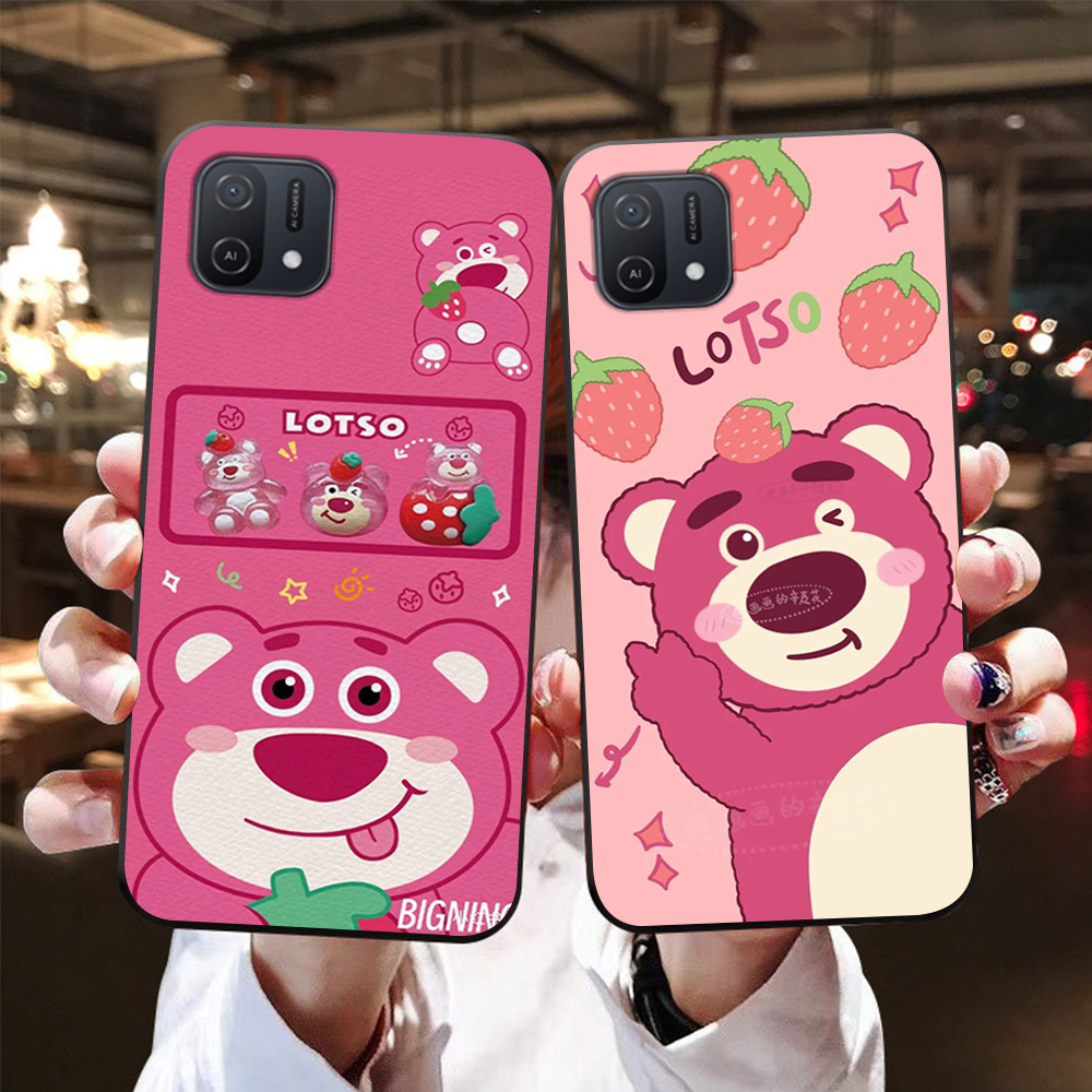 Ốp lưng oppo a16k in hình gấu dâu siêu cute,dễ thương