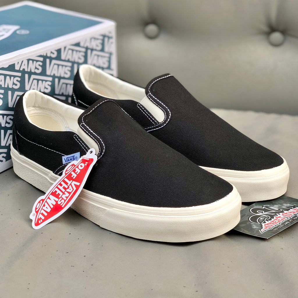 Giày Sneaker Slip On Nam Nữ Màu Đen Trượt Ván - Giày vans slip on màu đen đế trắng - Sneaker vans slip on đen