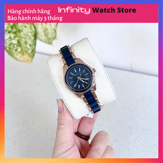 Đồng hồ nữ ANNE KLEIN dây demi tone rose gold và xanh navy model AK/3212NVRG