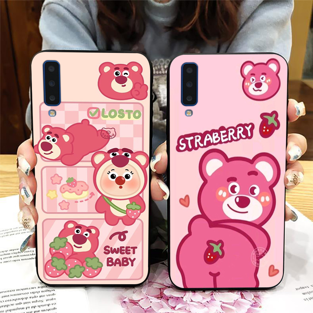Ốp lưng Samsung a7 2018 / ss a9 2018 in hình gấu dâu siêu cute,dễ thương