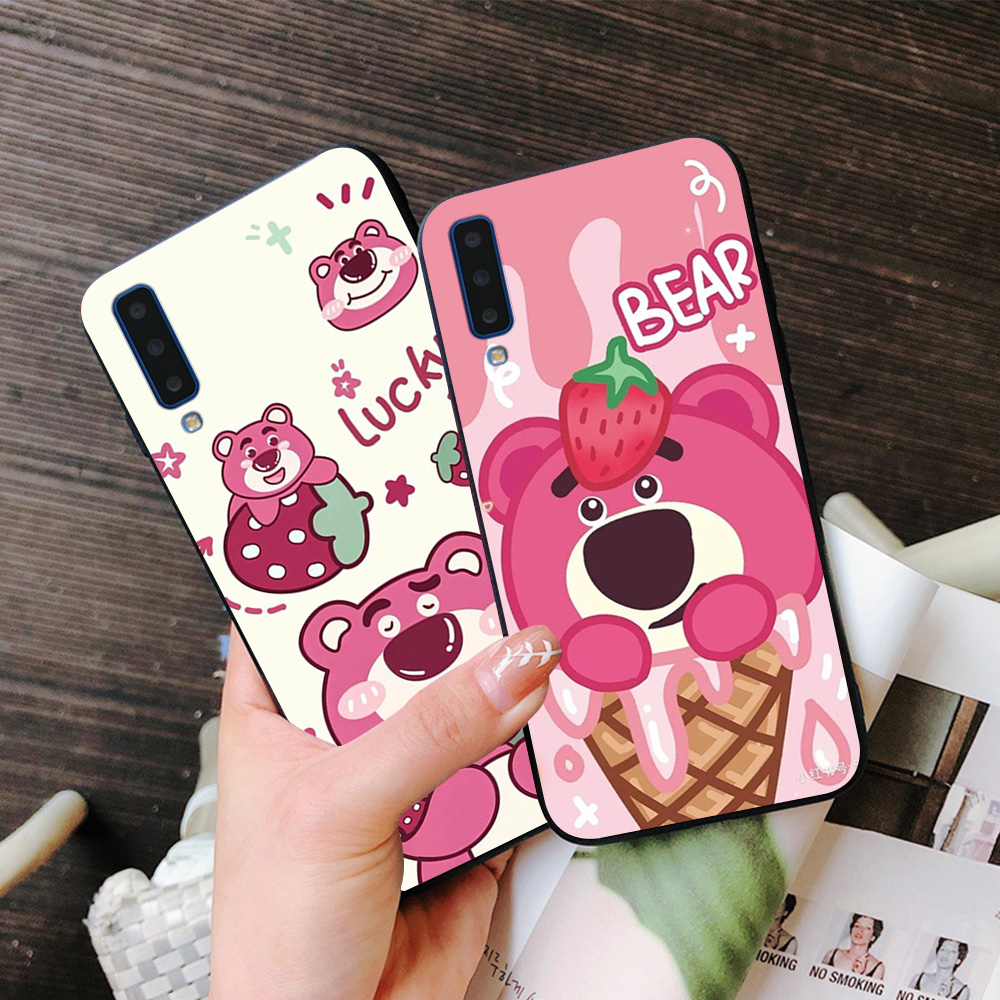 Ốp lưng Samsung a7 2018 / ss a9 2018 in hình gấu dâu siêu cute,dễ thương