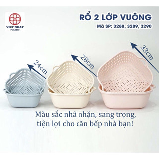 Bộ rổ vuông 2 lớp nhựa Việt Nhật- 3288/3289/3290