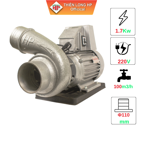 Combo máy bơm 1.7kw kèm chõ nhựa 110 THIÊN LONG Hùng Phương máy bơm nước hồ cá lưu lượng lớn