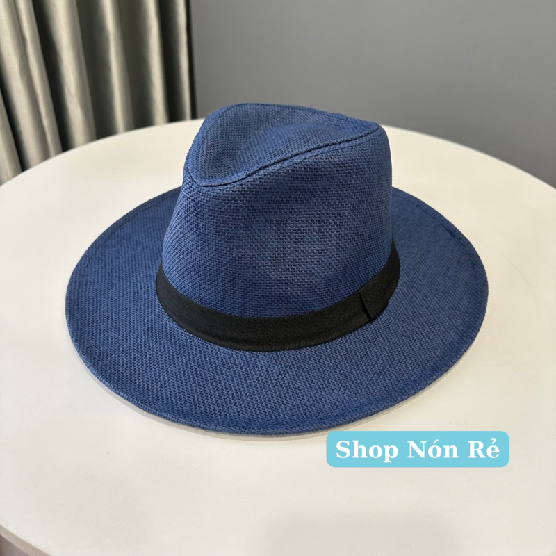Mũ Nón Panama Cói Giấy Vành Cứng 8cm