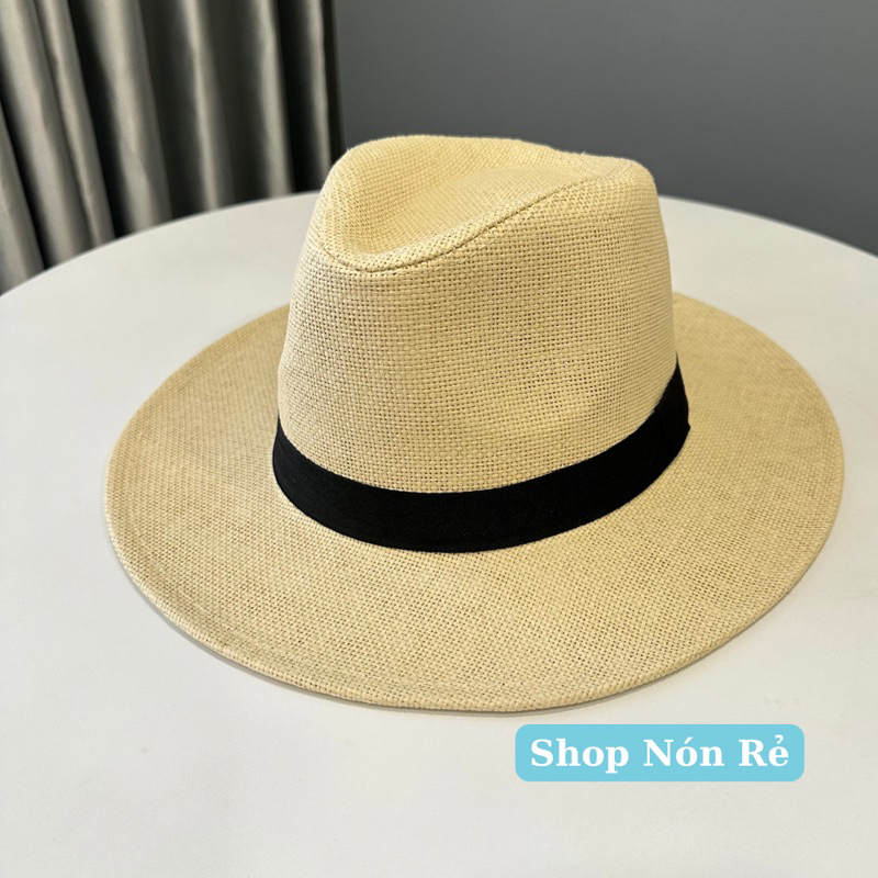 Mũ Nón Panama Cói Giấy Vành Cứng 8cm