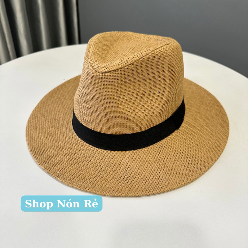 Mũ Nón Panama Cói Giấy Vành Cứng 8cm
