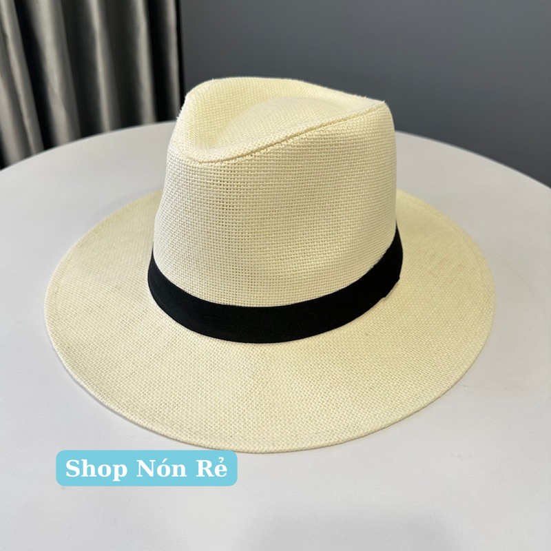 Mũ Nón Panama Cói Giấy Vành Cứng 8cm