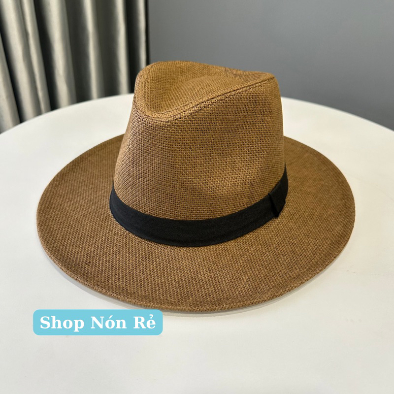 Mũ Nón Panama Cói Giấy Vành Cứng 8cm