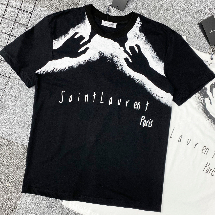 🔥Hot🔥Áo Thun Saint Laurent thiết kế hình in bàn tay chất liệu cotton 2 chiều siêu phẩm mùa hè 2023