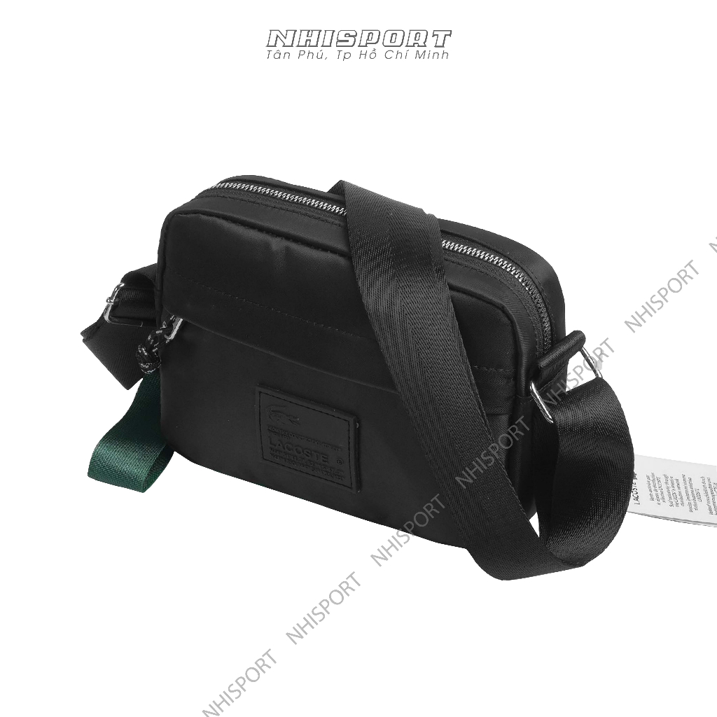 Túi đeo chéo mini Unisex LACOSTE Signature Bag chất liệu dù poliester chống thấm nước form ngang 2 ngăn Size 20cm