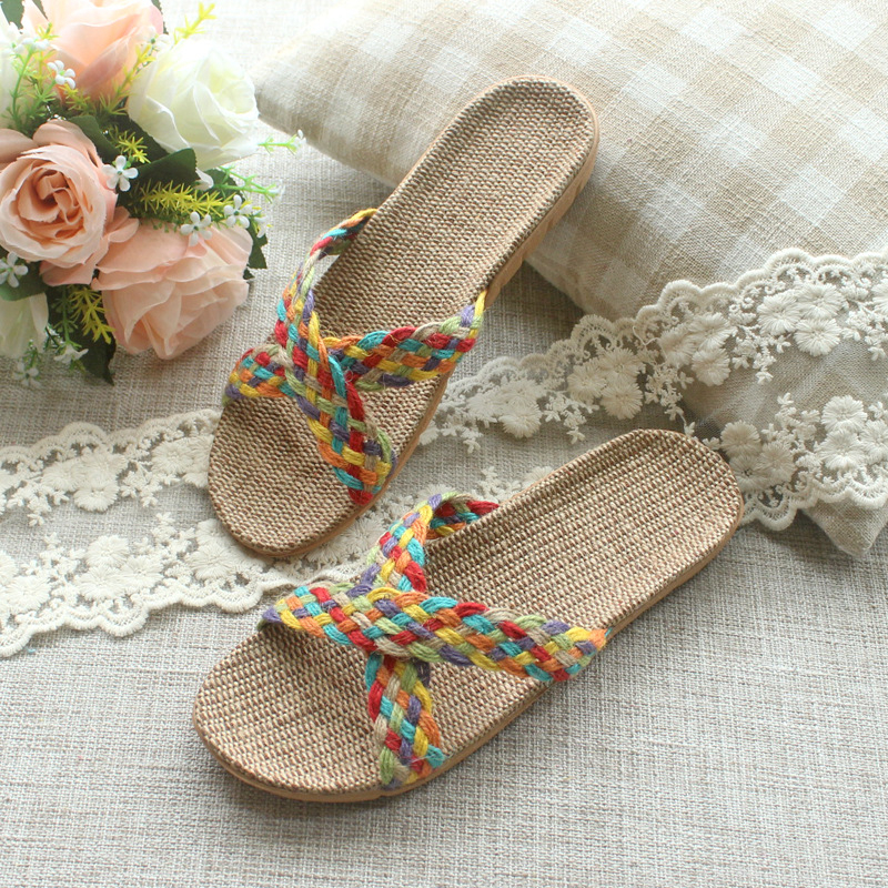 Dép Cói JOLII.SG Quai Chéo Đan Nhiều Màu Vintage, Êm - Nhẹ, Phù Hợp Đi Biển - Trong Nhà - Văn Phòng - Dạo phố