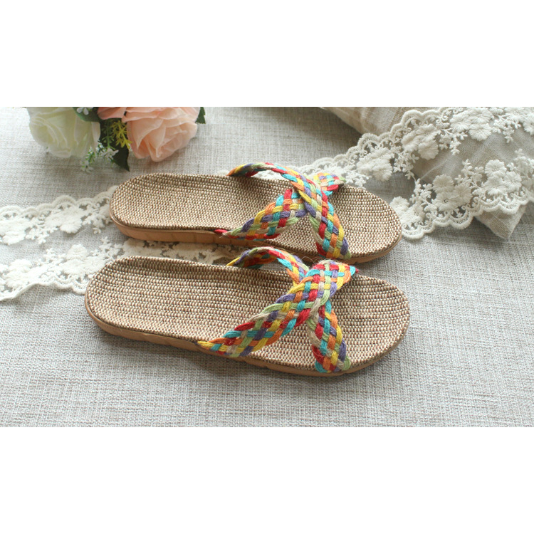 Dép Cói JOLII.SG Quai Chéo Đan Nhiều Màu Vintage, Êm - Nhẹ, Phù Hợp Đi Biển - Trong Nhà - Văn Phòng - Dạo phố