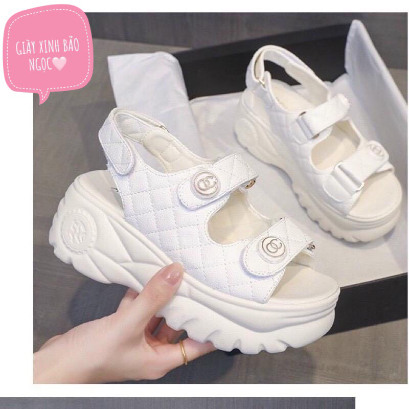 Sandal Nữ Trần Trám Hoa Trà Quai Dán Siêu Đẹp , giày quai hậu nữ cao cấp