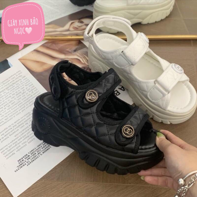 Sandal Nữ Trần Trám Hoa Trà Quai Dán Siêu Đẹp , giày quai hậu nữ cao cấp