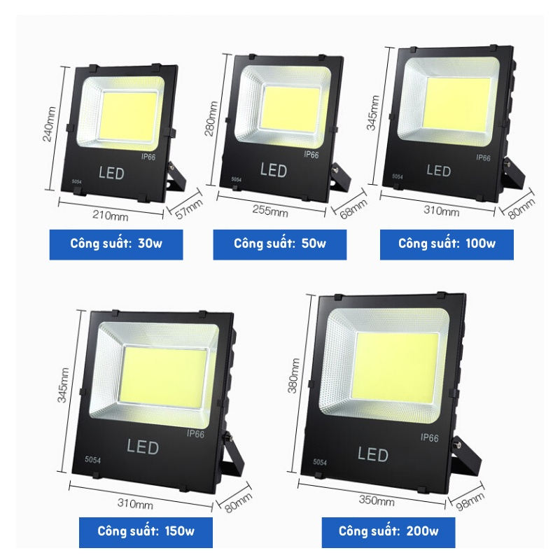 Đèn Pha Led 50w COB 5054 đủ công suất.