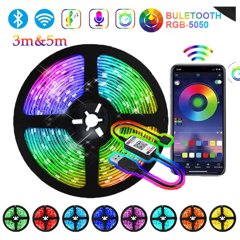 Đèn dây led RGB 16 triệu màu 3M 5M điều khiển bằng điện thoại, nháy theo nhạc, trang trí decor phòng-bảo hành 12 tháng
