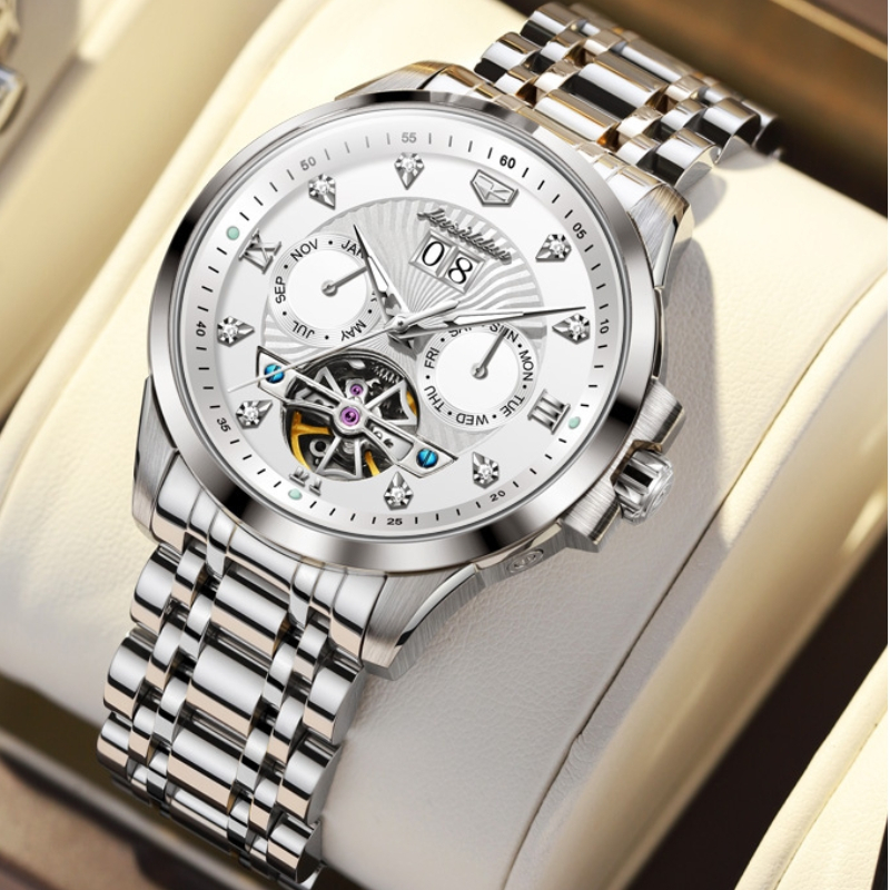 Đồng Hồ Nam Cao Cấp Chính Hãng JSDUN 8911 Đồng Hồ Cơ Nam Dây Thép Không Gỉ Mặt Khính Sapphire