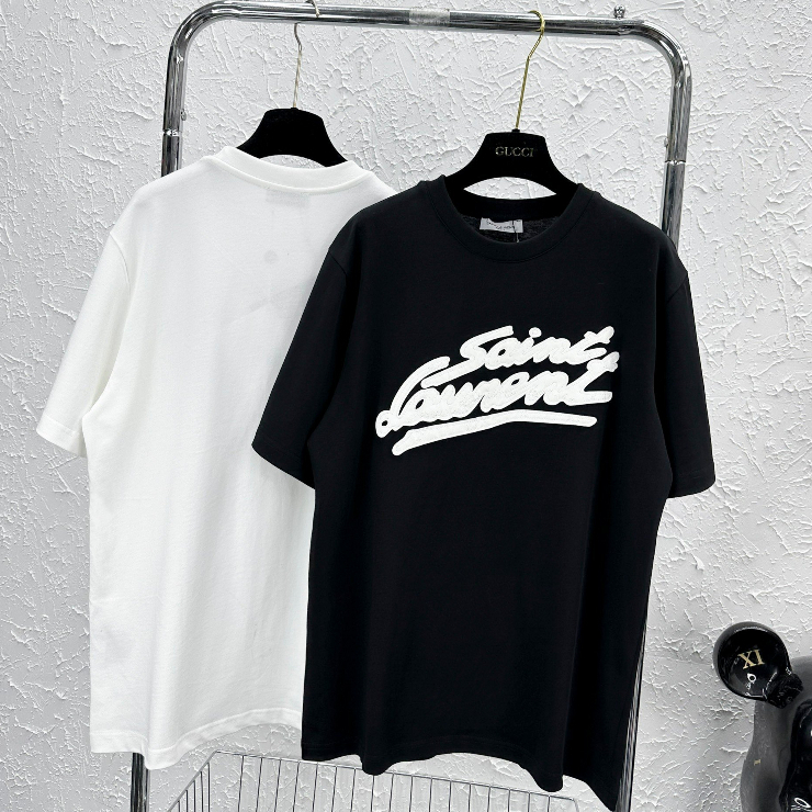 🔥Hot🔥Áo Thun in chữ Saint Laurent trước ngực chất liệu cotton 2 chiều siêu phẩm mùa hè 2023