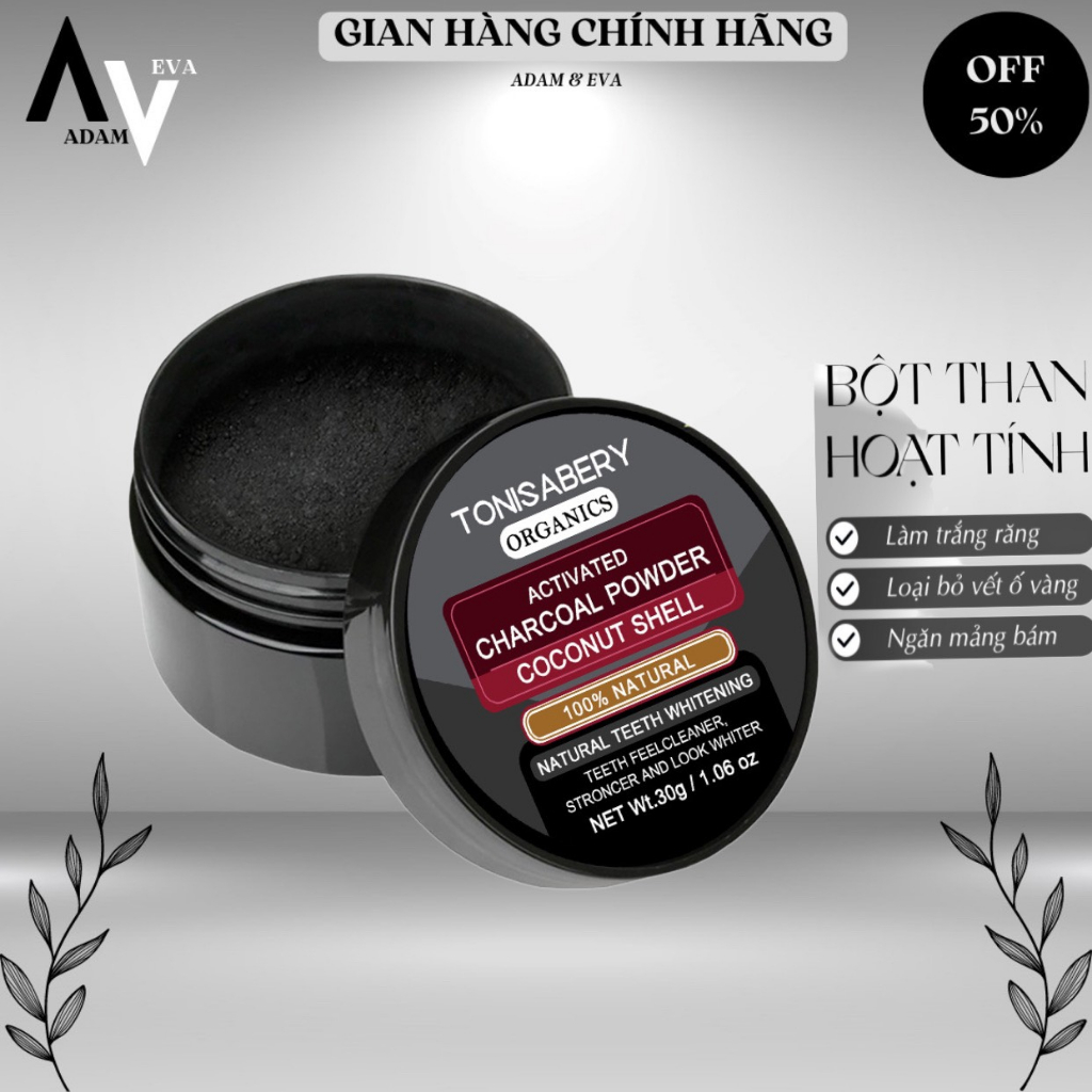 Bột than hoạt tính CHARCOAL POWDER làm từ bột than tre và bột gáo dừa giúp răng trắng sáng loại bỏ vôi răng