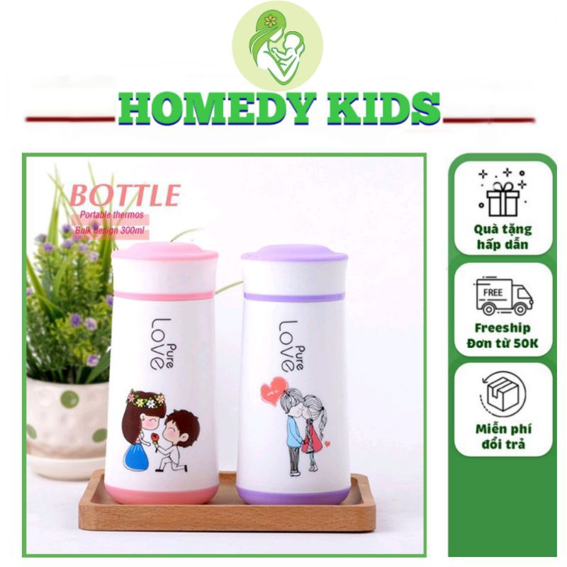 Bình thủy tinh bọc nhựa pure love, giữ nhiệt, cách nhiệt, dung tích 450ml tiện lợi đựng nước uống, nước ép trái cây