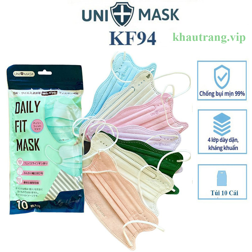 [SET 50 Cái] Khẩu Trang Cua KF94 FIT Uni Mask Cải Tiến 4 Lớp Kháng Khuẩn Hàng Chính Hãng