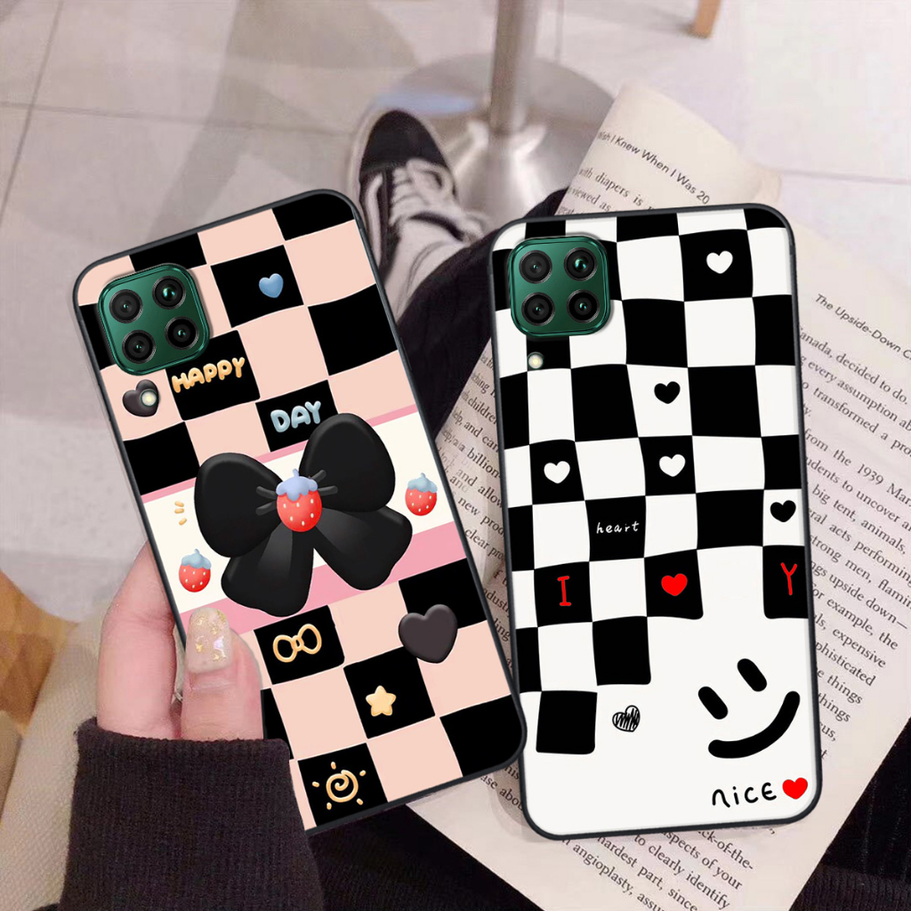 Ốp Huawei Nova 7i hình caro đen trắng siêu xinh, cá tính