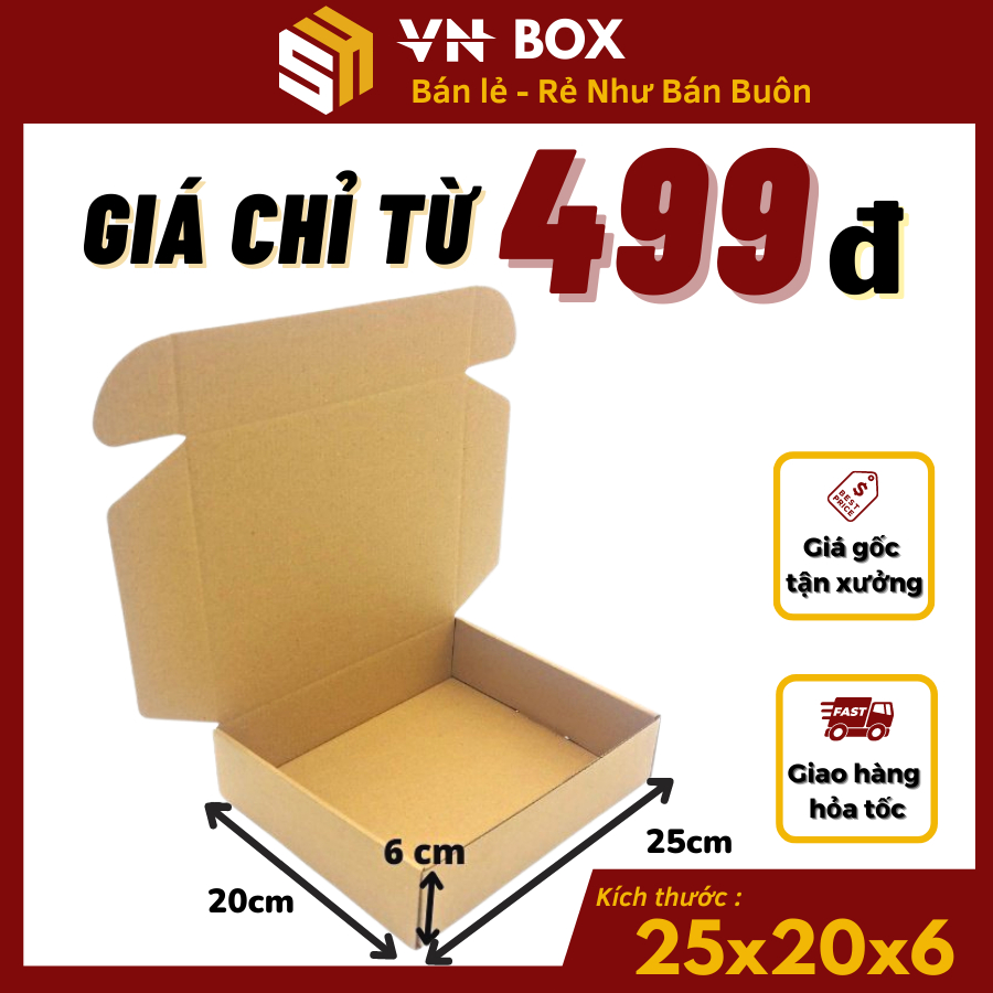 25x20x6 Hộp carton nắp gài pizza hộp giấy nắp cài gói hàng phụ kiện,mỹ phẩm,quần áo quà tặng handmade giá rẻ - VN Box