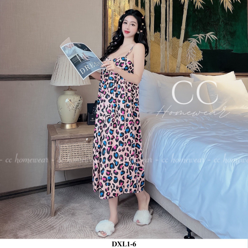 Đầm ngủ lụa 2 dây xếp ly cao cấp thương hiệu CC HOMEWEAR | BigBuy360 - bigbuy360.vn