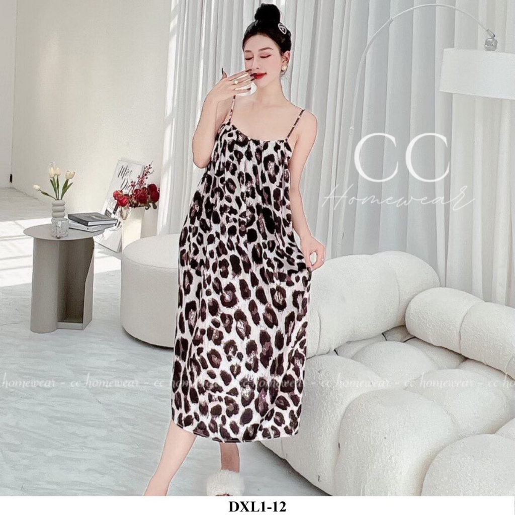 Đầm ngủ lụa 2 dây xếp ly cao cấp thương hiệu CC HOMEWEAR | BigBuy360 - bigbuy360.vn