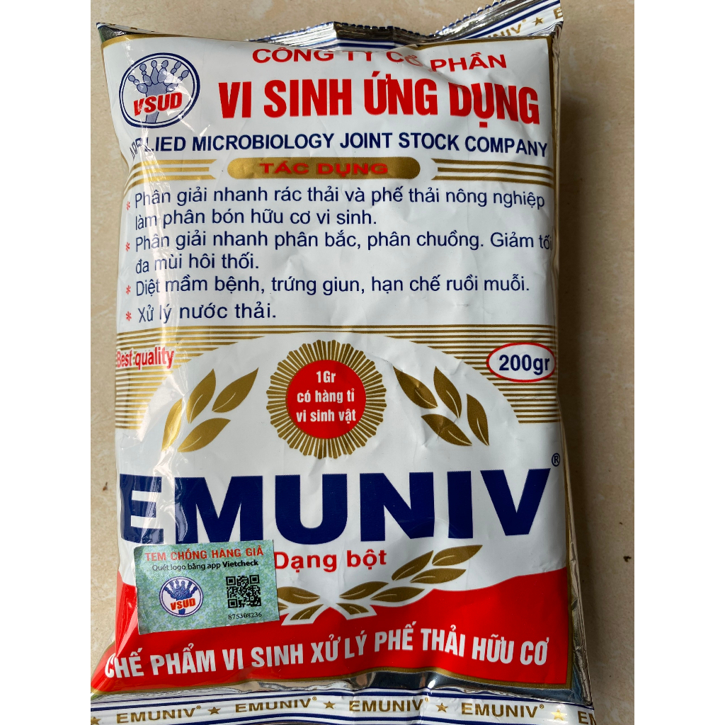 CHẾ PHẨM VI SINH ỨNG DỤNG EMUNIV GÓI 200 GR