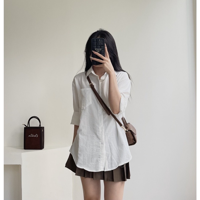 Áo sơ mi nữ dài tay form rộng ulzzang kiểu hàn basic 10 màu dễ phối đồ ( có bigsize)