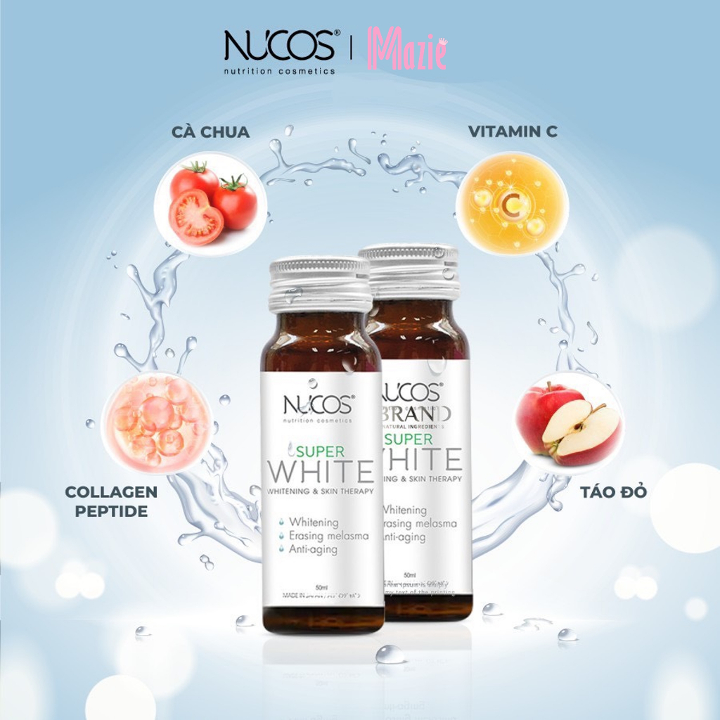 Nucos Super White - Nước Uống Collagen Dưỡng Da Trắng Sáng (50ml x 10 chai)