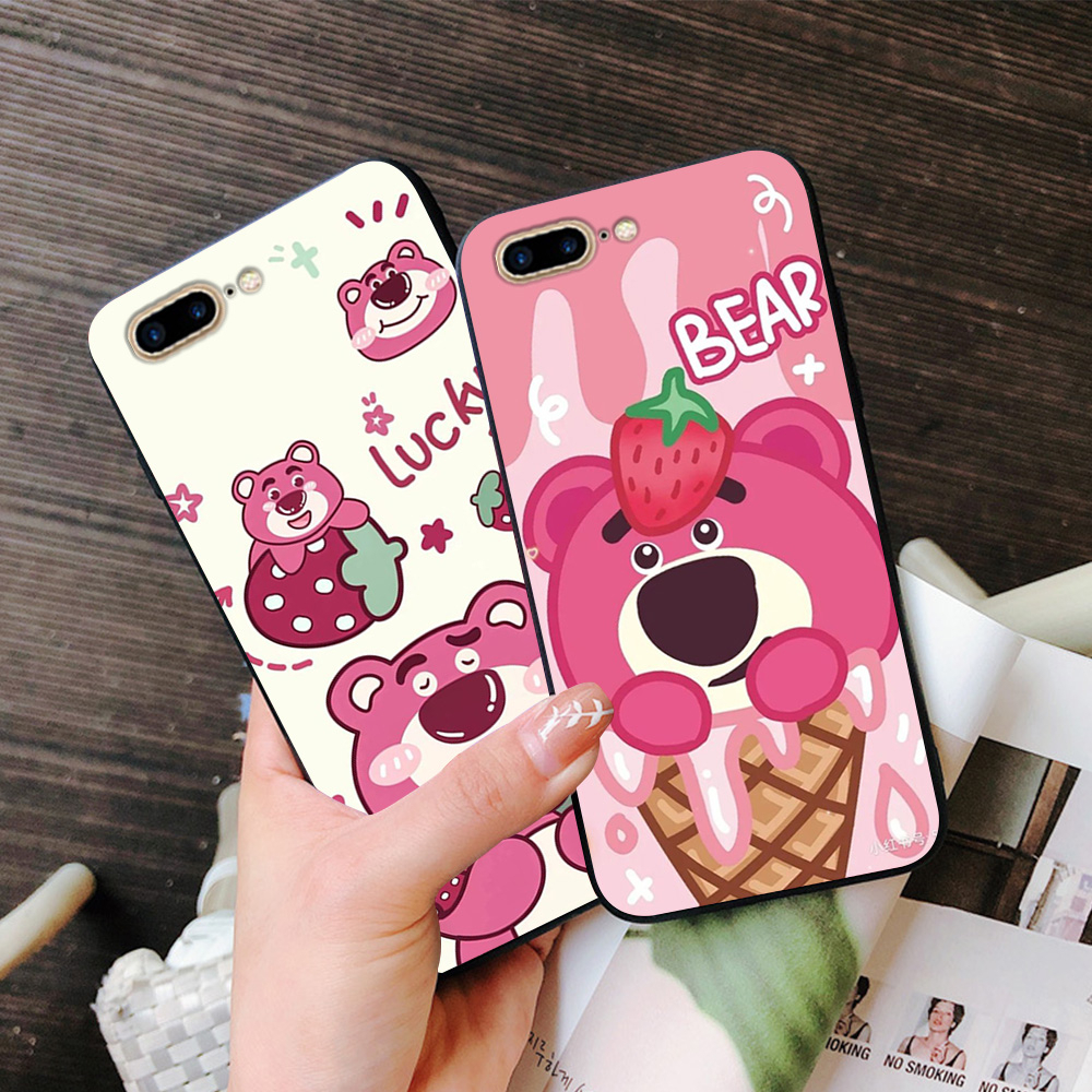 Ốp lưng Iphone 7 Plus / ip 8 Plus in hình gấu dâu siêu cute,dễ thương