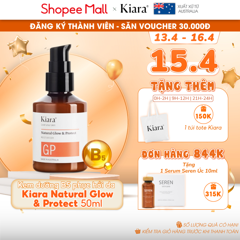 Kem dưỡng ẩm B5 phục hồi da chống lão hóa Kiara Natural Glow & Protect 50ml