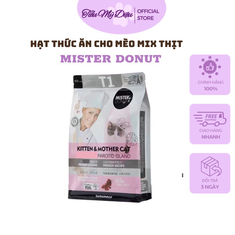 Hạt Mister Donut T1 và T2 Dành Cho Mèo Trưởng Thành Và Mèo Con (9KG)