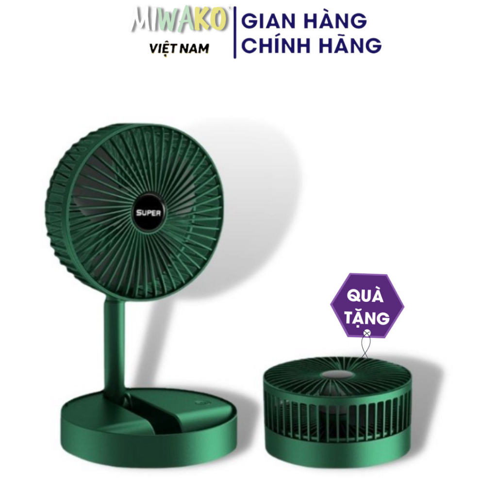 [Quà Tặng] Quạt Tích Điện Để Bàn Gấp Gọn Super Có Thể Điều Chỉnh Độ Cao Miwako - Miwako Official Store